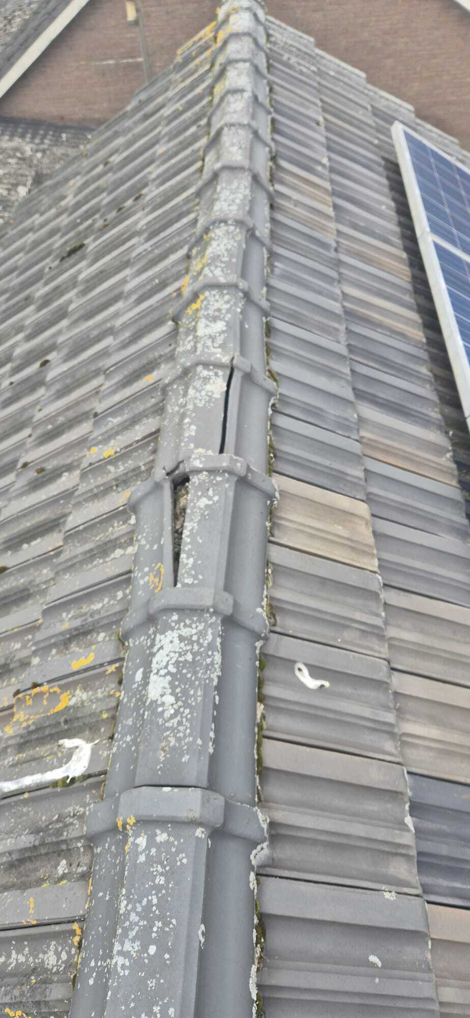 Noklekkage door gebroken nokvorsten